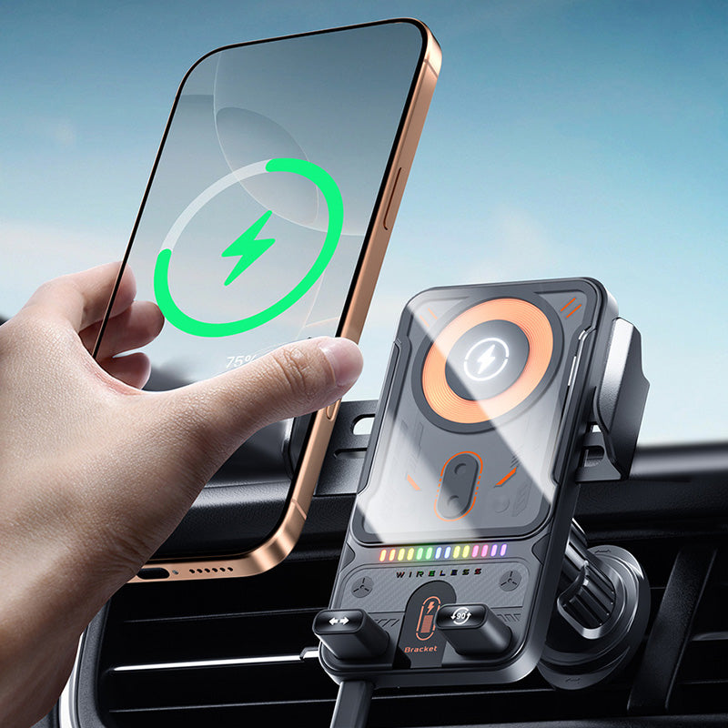 🔥HOT SALE 50 % RABATT🎁⚡Over 50 000 solgte! 📱Smart 2-i-1 roterende mobiltelefonholder og trådløs lader til bilen⚡