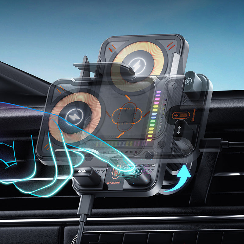 🔥HOT SALE 50 % RABATT🎁⚡Over 50 000 solgte! 📱Smart 2-i-1 roterende mobiltelefonholder og trådløs lader til bilen⚡