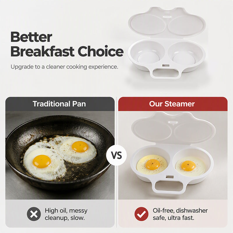 🍳 Dobbelt eggkoker og dampkoker til mikrobølgeovn: En rask og sunn måte å lage frokost på! ⚡