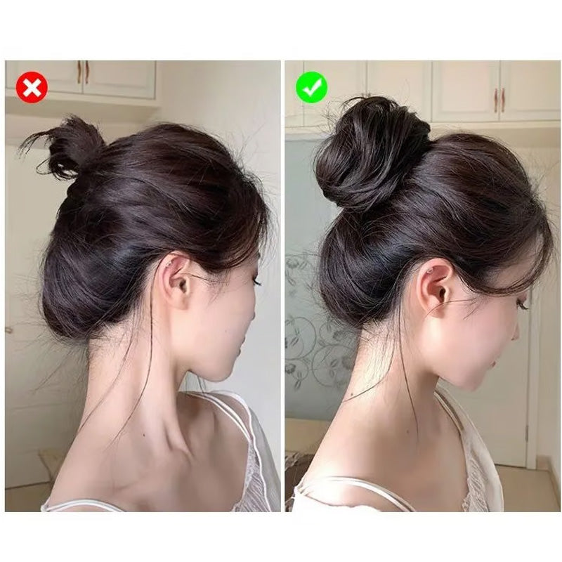💇‍♀️ Scrunchie til uordentlig hårknute: Forlengelse til hårknuten i syntetisk hår som gir øyeblikkelig volum! ✨🌸